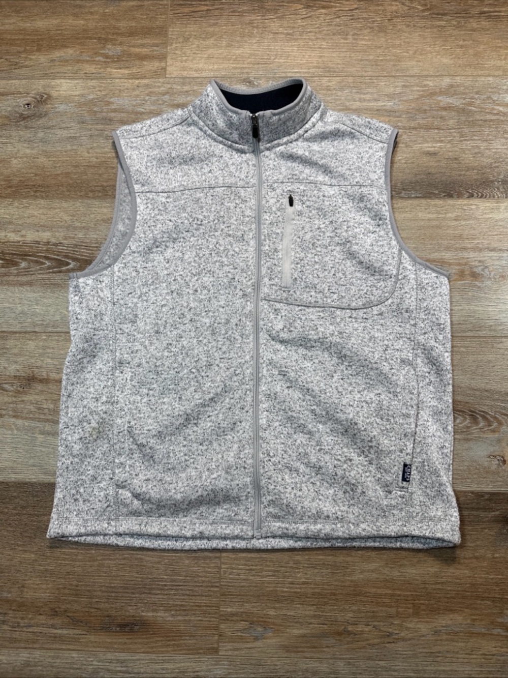 Chaps Light Heather Gray Full-Zip Fleece Vest